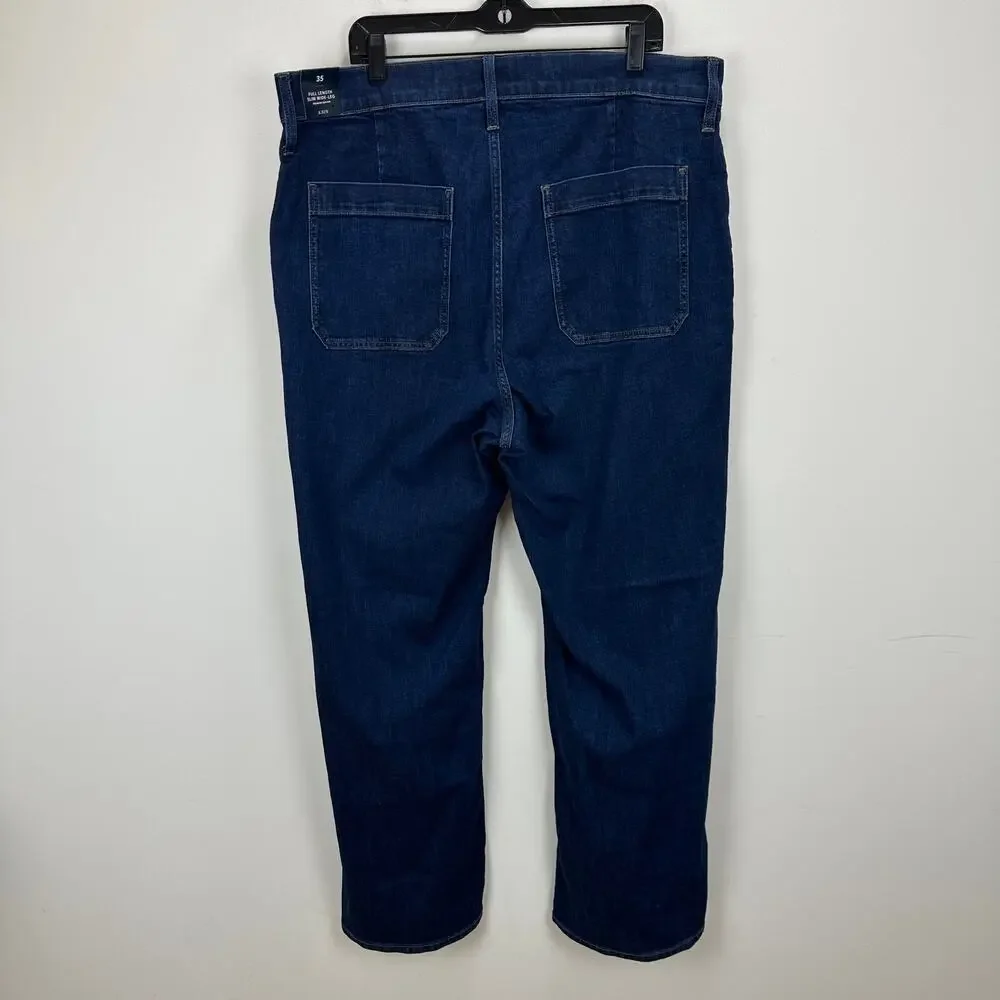 J.Crew Slim Wide Leg Sailor Jean All Day Stretch Dark Denim Wash Blue US 35 NWT